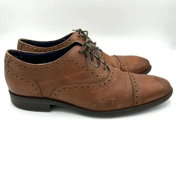 COLE HAAN Wayne Cap Toe Oxford in British Tan Size 8.5 - Picture 1 of 10